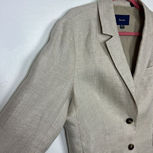 Faconnable Panama Linen Beige Two Button Closure Blazer Size 14 - Picture 3 of 14